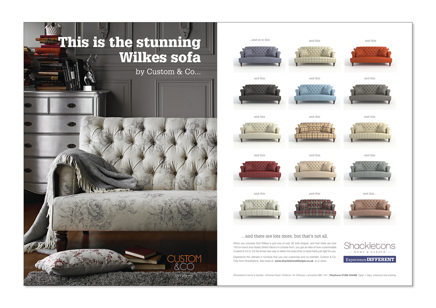 Double page advert for Sofa company