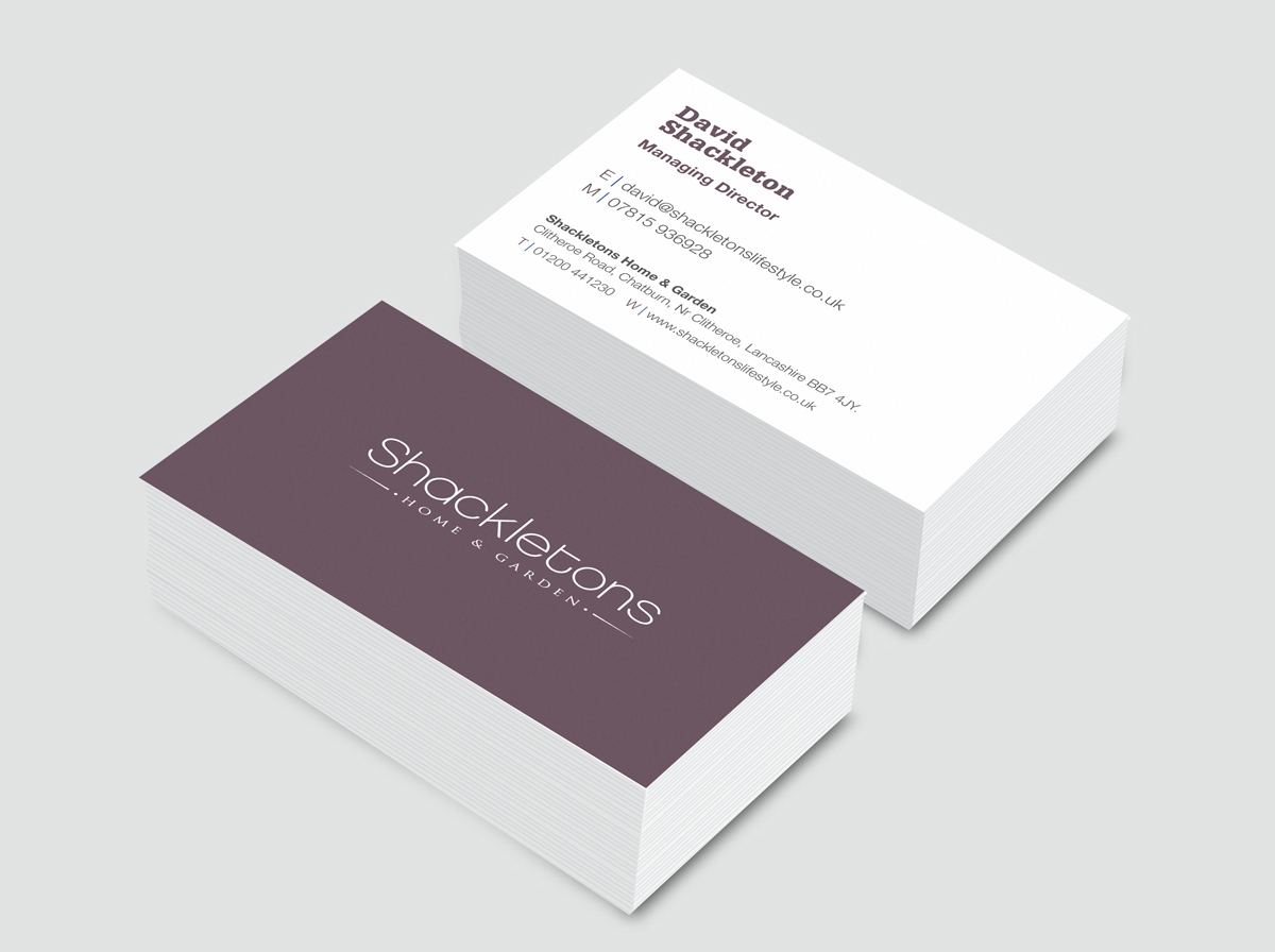 Business cards for Shackletons based near Clitheroe